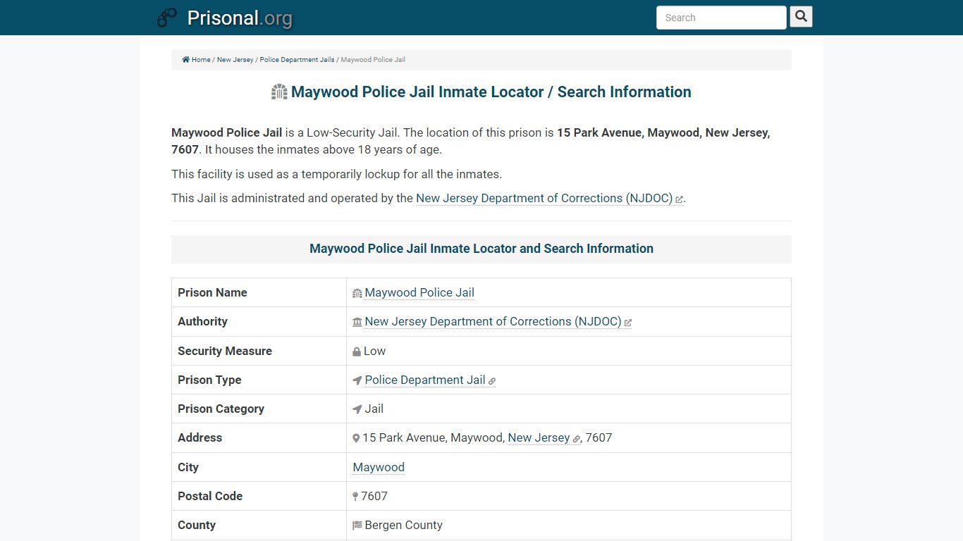Maywood Police Jail-Inmate Locator/Search Info, Phone, Fax ...